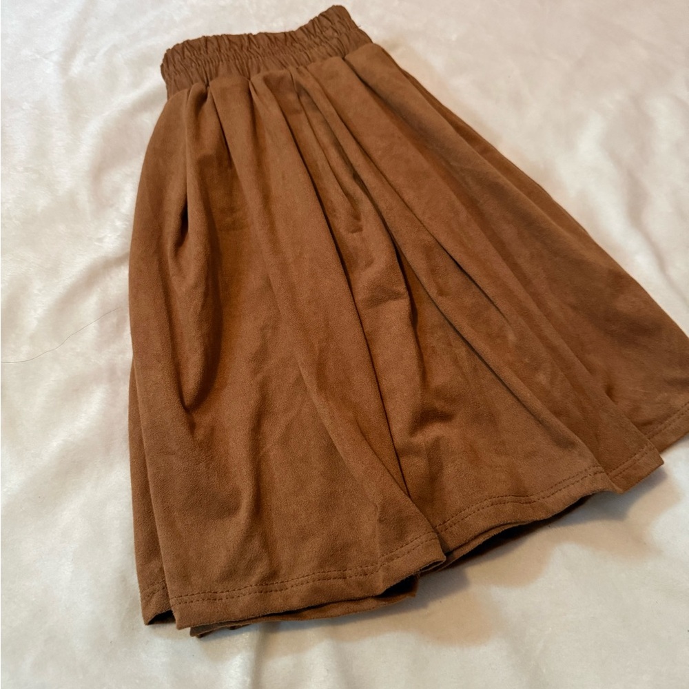 Brown Suede-Like Mini Skirt